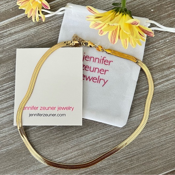 Jennifer Zeuner 14K Hamilton Yellow Gold IP Plated Herringbone Necklace - Picture 4 of 11